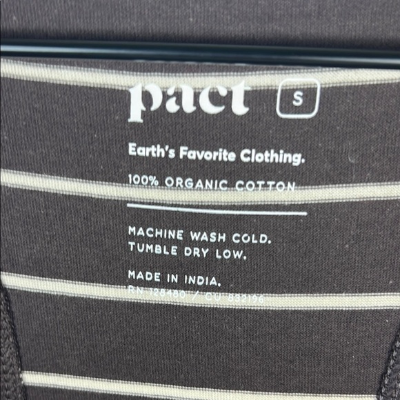 Pact Sz Small Brown Stripe Crop Tank Top Relaxed Organic Cotton NWT - Picture 3 of 7